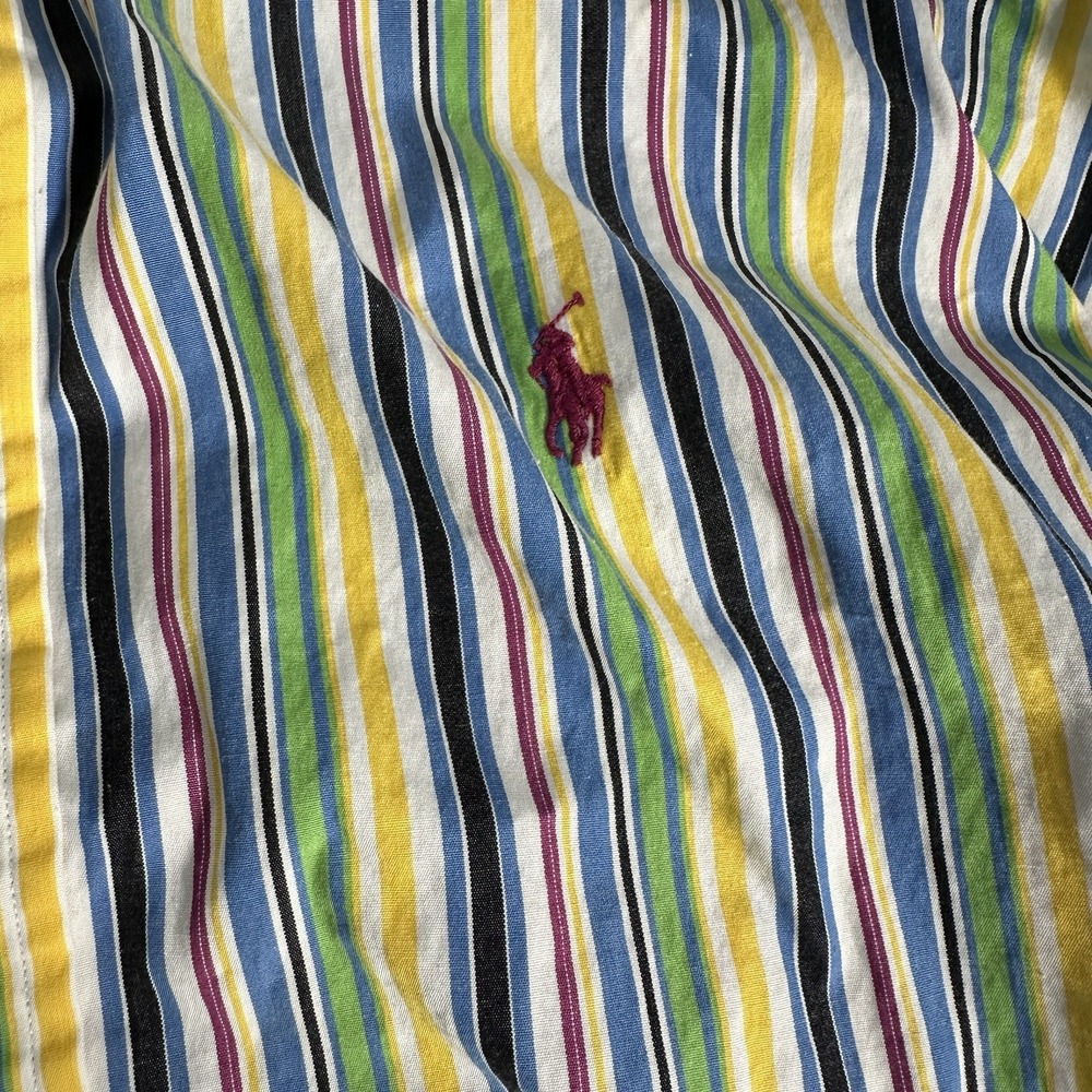 Ralph Lauren Mens Button Shirt XXL‎ Vintage Bright Stripes Tagged L - Picture 4 of 7